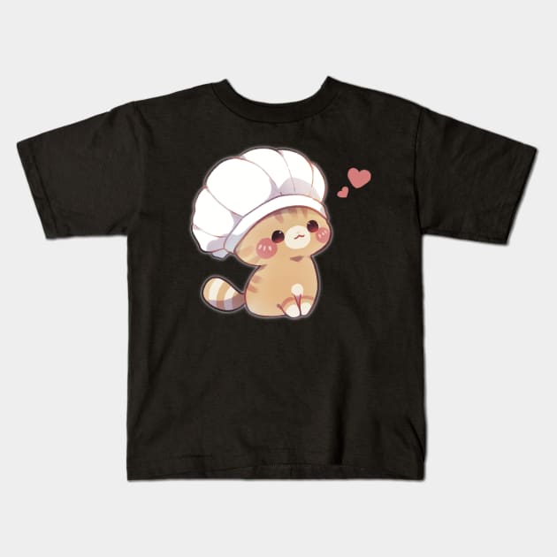 Chef Kitty Kids T-Shirt by Cremechii